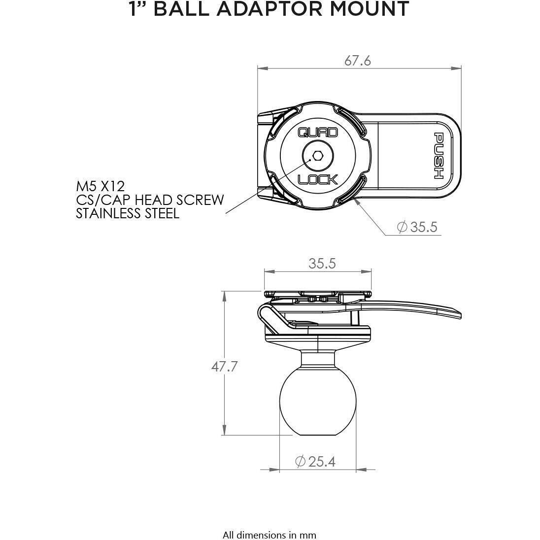 Quad Lock 1'' Ball Adaptor (V2)
